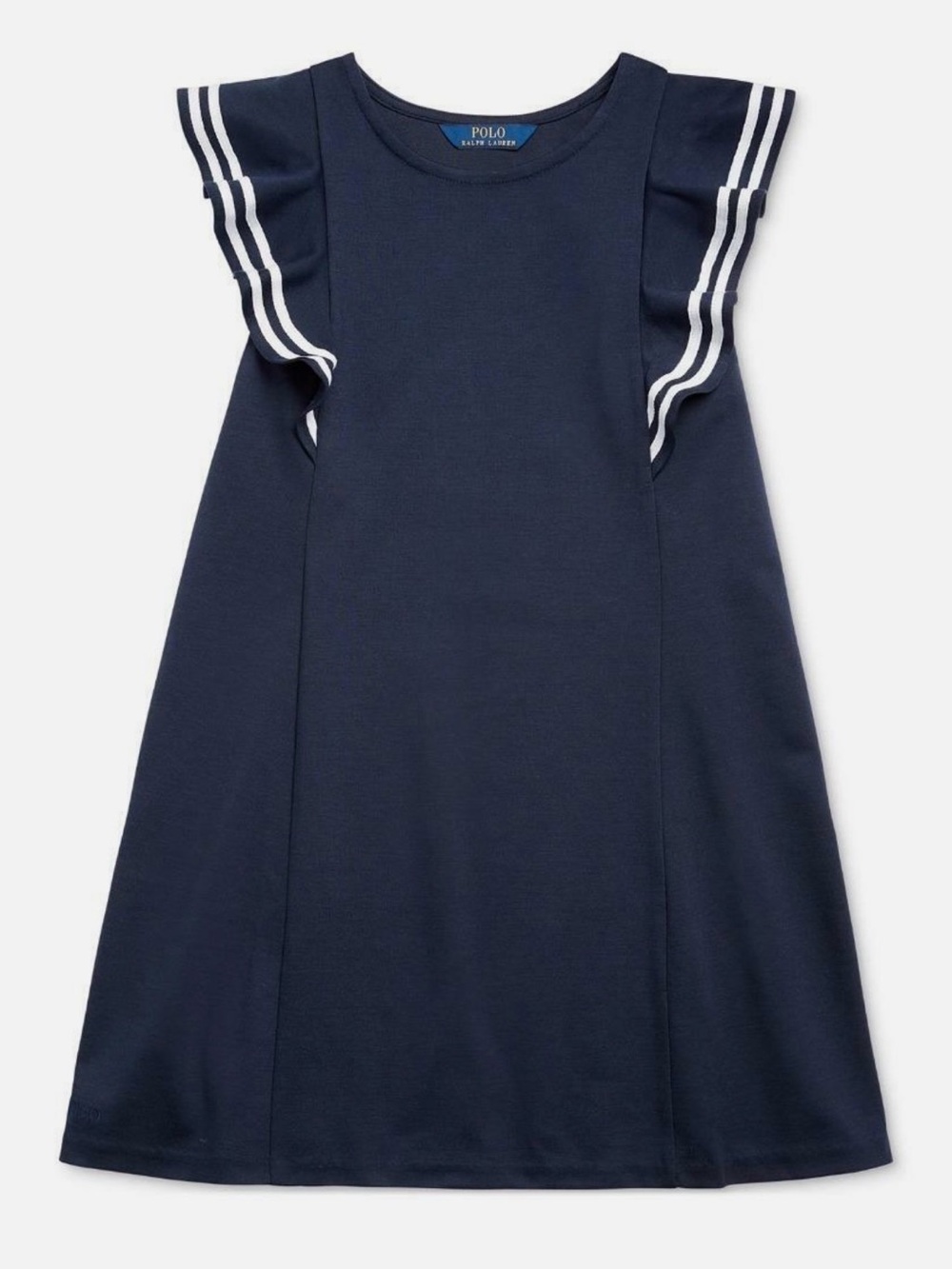 Ralph Lauren Polo Navy Girls Flutter Sleeve Stretch Ponte Dress